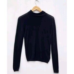 One Grey Day Women's Black Turtleneck Long Sleeve Lightweight Sweater Sz S